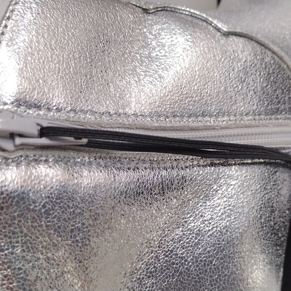 Express Pointed Toe Thin Heeled Booties. Metallic Silver. Size 8 - Picture 13 of 16